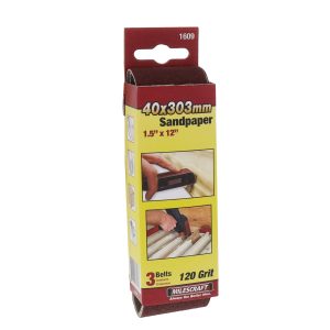 MilesCraft 1.5" x 12" 120-Grit Sanding Belts - 3 pack