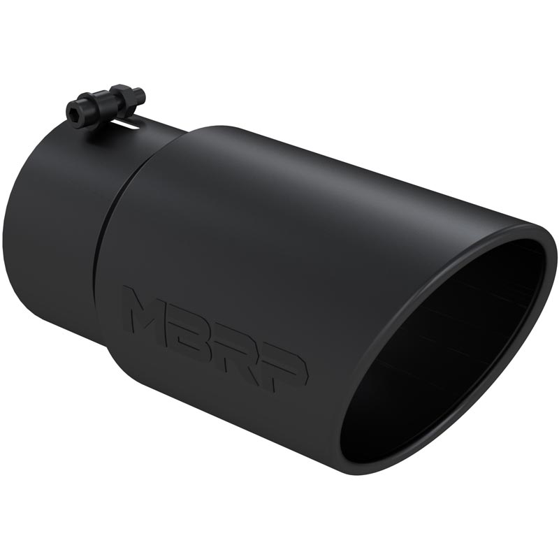 MBRP T5125BLK 5" Inlet x 6" Outlet x 18" Length Rolled Angle Cut Black Exhaust Tip