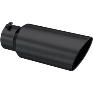 MBRP T5130BLK 4" Inlet x 6" Outlet x 18" Length Rolled Angle Cut Black Exhaust Tip