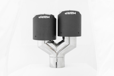 MBRP Tip, 3" ID; Dual 4" OD OUT; Staggered Left 9.87"/ Right 9.37" length; Passenger Side, Dual Wall, Carbon Fiber - Image 2