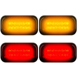 Recon GMC & Chevy 15-19 Sierra & Silverado (3rd GEN) Dually Fender Lenses (4-Piece Set) w/ 2 Red LED Lights & 2 Amber LED Lights - 264138BK