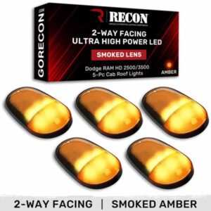 Recon 264146BKHPAM 5-Piece Cab Roof Light Set for RAM 2500/3500 Smoked Lens Amber LED