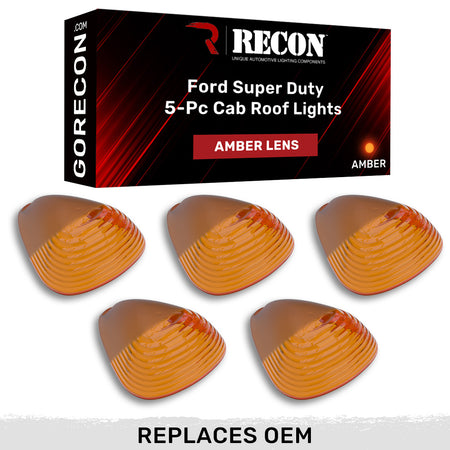 Recon Ford Super Duty 99-16 F250/350/450/550 5 Piece Cab Lights Amber Xenon Bulbs with Amber Lens - Image 3