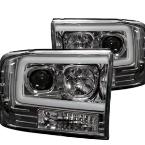 RECON Clear/Chrome Projector Headlights with OLED Halos 99-04 Ford Superduty