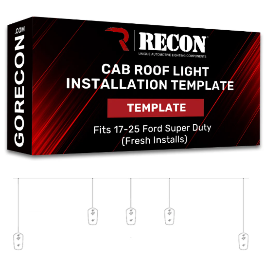 Template for installing Ford Super Duty 17-25 cab roof lights Part # 264342 series