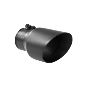 3-Inch Inlet, Black-Coated T304 Stainless Steel, Single Wall, Rolled Angle Cut, 4-Inch Outlet Tip, T5155BLK