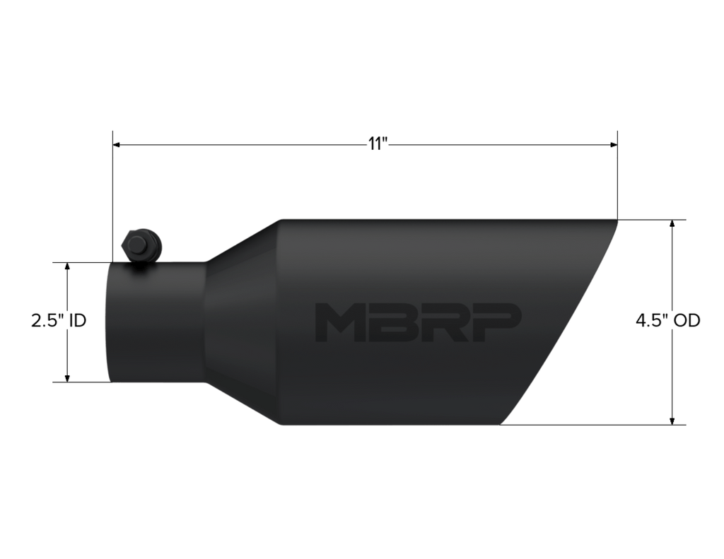 2.5-Inch Inlet, Black-Coated T304 Stainless Steel, Dual Wall, Angle Cut, 4.5-Inch Outlet Tip, T5161BLK - Image 2